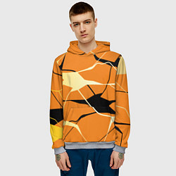 Толстовка-худи мужская Абстрактные полосы на оранжевом фоне, цвет: 3D-меланж — фото 2