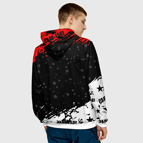 Мужская толстовка Ссср - серп и молот - крапинки / 3D-Белый – фото 4