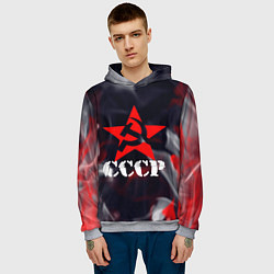 Толстовка-худи мужская Ссср - серп и молот - звезда - пламя, цвет: 3D-меланж — фото 2
