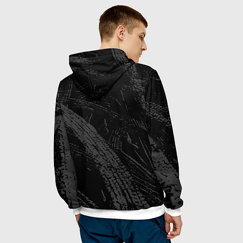 Мужская толстовка Lexus - следы шин / 3D-Белый – фото 4