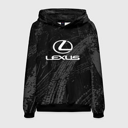 Толстовка-худи мужская Lexus - следы шин, цвет: 3D-черный