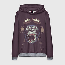 Толстовка-худи мужская Орущая горилла, цвет: 3D-меланж
