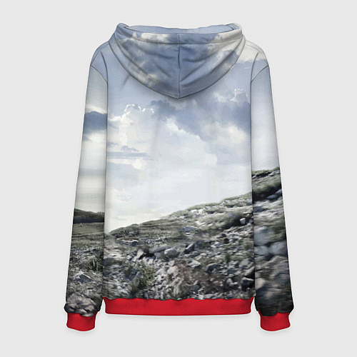 Мужская толстовка Toyota Land Cruiser Prado на скальных камнях Mount / 3D-Красный – фото 2