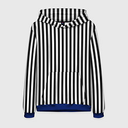Толстовка-худи мужская ПОЛОСКИ ЧЕРНО-БЕЛЫЙ, цвет: 3D-синий