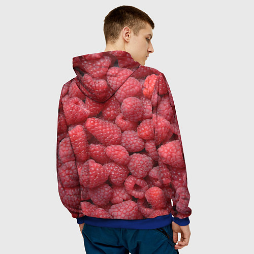 Мужская толстовка Малина - ягоды / 3D-Синий – фото 4