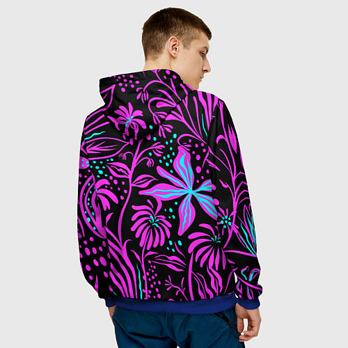 Мужская толстовка Цветочная композиция Fashion trend / 3D-Синий – фото 4