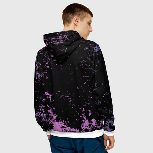 Мужская толстовка Женский череп с розовыми волосами / 3D-Белый – фото 4