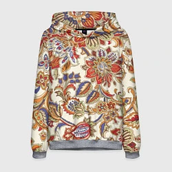 Толстовка-худи мужская Цветочный винтажный орнамент, цвет: 3D-меланж