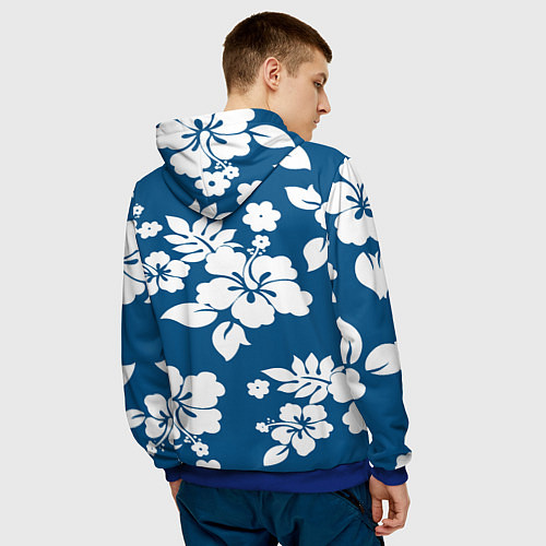 Мужская толстовка Цветочный паттерн Минимализм / 3D-Синий – фото 4