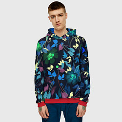 Толстовка-худи мужская Color summer night Floral pattern, цвет: 3D-красный — фото 2