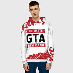 Толстовка-худи мужская GTA: красные таблички Best Player и Ultimate, цвет: 3D-белый — фото 2