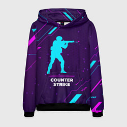 Толстовка-худи мужская Символ Counter Strike в неоновых цветах на темном, цвет: 3D-черный