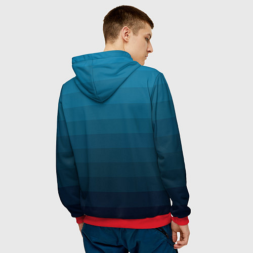 Мужская толстовка Blue stripes gradient / 3D-Красный – фото 4