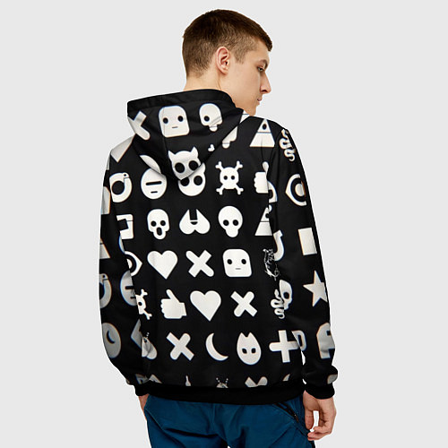 Мужская толстовка Белые картинки / 3D-Черный – фото 4