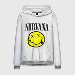 Толстовка-худи мужская Nirvana логотип гранж, цвет: 3D-меланж