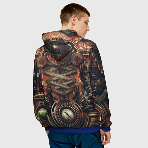 Мужская толстовка Mechanical device in Steampunk Retro style / 3D-Синий – фото 4