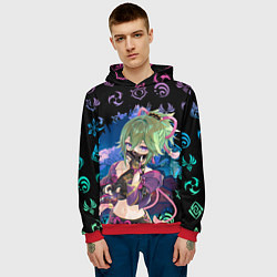 Толстовка-худи мужская Куки Синобу Геншин Импакт, цвет: 3D-красный — фото 2