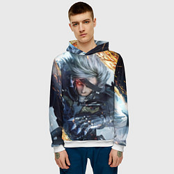 Толстовка-худи мужская Metal Gear Rising: Revengeance, цвет: 3D-белый — фото 2