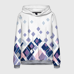 Толстовка-худи мужская Геометрический узор в бело-синий тонах, цвет: 3D-меланж