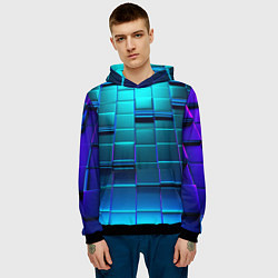 Толстовка-худи мужская BLUE SQUARES, цвет: 3D-черный — фото 2