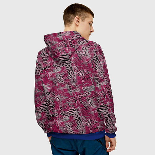 Мужская толстовка Тигровый-леопардовый гранж / 3D-Синий – фото 4