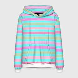Мужская толстовка Pink turquoise stripes horizontal Полосатый узор
