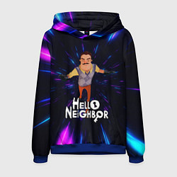 Толстовка-худи мужская Hello Neighbor Привет сосед Бегущий сосед, цвет: 3D-синий