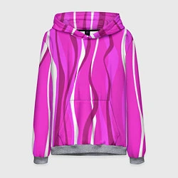 Толстовка-худи мужская Розовые полосы, цвет: 3D-меланж