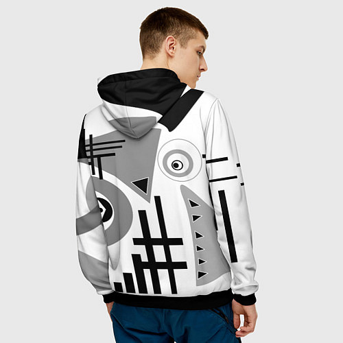 Мужская толстовка SPORT GAMES черно-белый абстрактный узор / 3D-Черный – фото 4