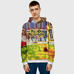 Толстовка-худи мужская Hello Neighbor: Дом, цвет: 3D-белый — фото 2