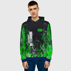 Толстовка-худи мужская Pubg - зелёное пламя, цвет: 3D-синий — фото 2
