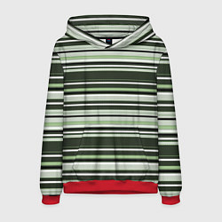Мужская толстовка Горизонтальные зеленые белые полосы