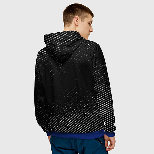 Мужская толстовка Toyota с потертостями на темном фоне / 3D-Синий – фото 4