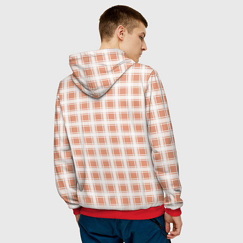 Мужская толстовка Light beige plaid fashionable checkered pattern / 3D-Красный – фото 4
