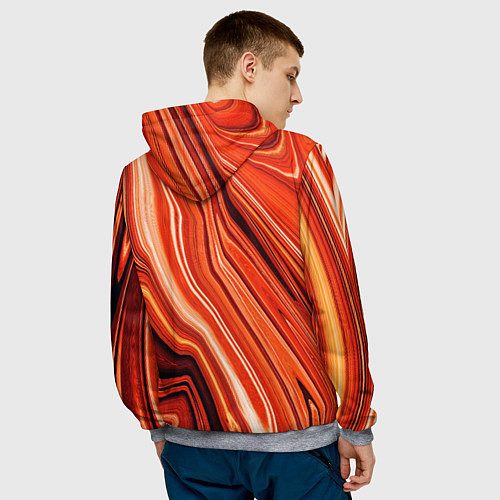 Мужская толстовка Лавовая абстракция - Красный / 3D-Меланж – фото 4