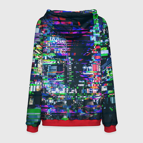 Мужская толстовка Ночной город - glitch / 3D-Красный – фото 2