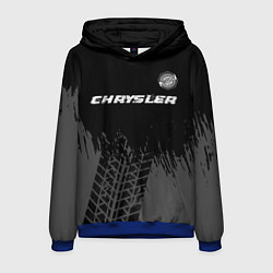 Толстовка-худи мужская Chrysler Speed на темном фоне со следами шин, цвет: 3D-синий