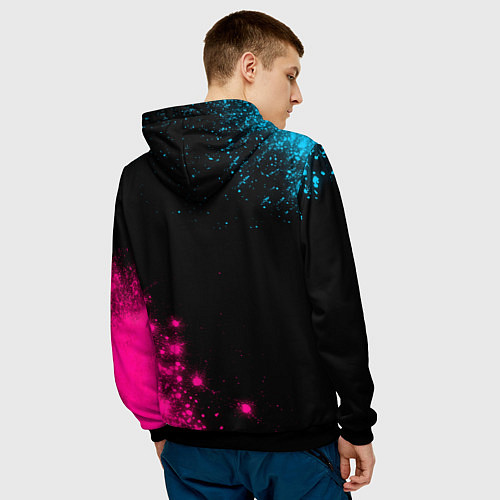 Мужская толстовка Thirty Seconds to Mars Neon Gradient / 3D-Черный – фото 4