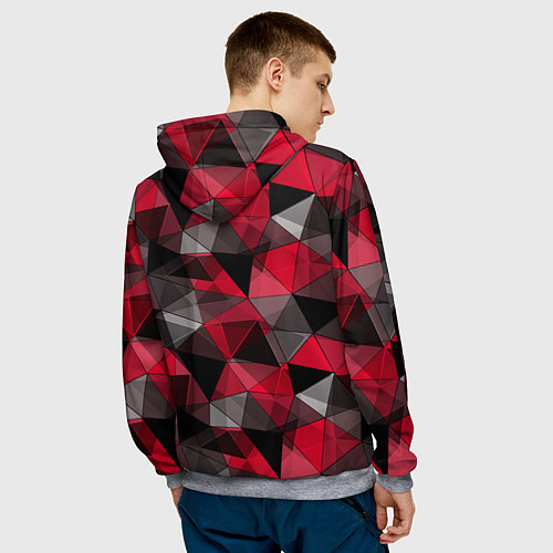 Мужская толстовка Красно-серый геометрический / 3D-Меланж – фото 4