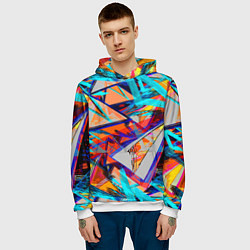Толстовка-худи мужская Яркий неоновый абстрактный узор, цвет: 3D-белый — фото 2