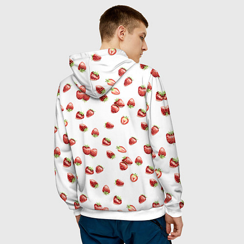 Мужская толстовка Клубничка, паттерн / 3D-Белый – фото 4