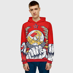 Толстовка-худи мужская СССР серп и молот герб, цвет: 3D-красный — фото 2