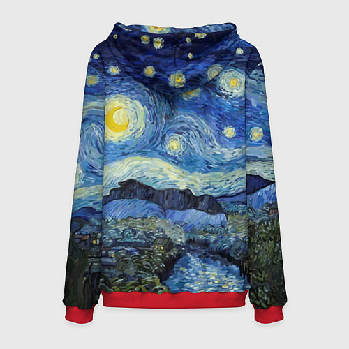 Мужская толстовка Мона Лиза Приколы - Звездная ночь / 3D-Красный – фото 2