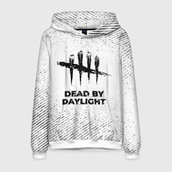 Толстовка-худи мужская Dead by Daylight с потертостями на светлом фоне, цвет: 3D-белый