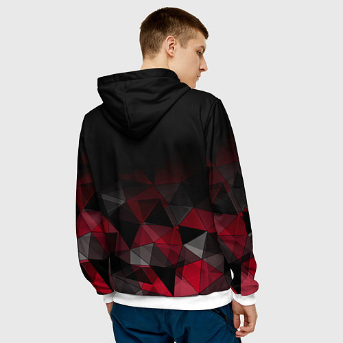 Мужская толстовка Черно-красный геометрический / 3D-Белый – фото 4
