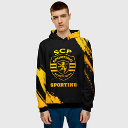 Толстовка-худи мужская Sporting - gold gradient, цвет: 3D-черный — фото 2