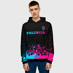 Толстовка-худи мужская Valencia - neon gradient: символ сверху, цвет: 3D-черный — фото 2