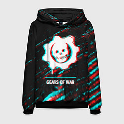 Мужская толстовка Gears of War в стиле glitch и баги графики на темн
