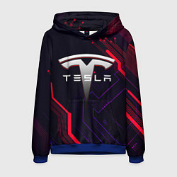 Толстовка-худи мужская Тесла электросхемы, цвет: 3D-синий
