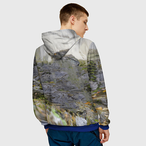 Мужская толстовка Снежный барс среди скал / 3D-Синий – фото 4